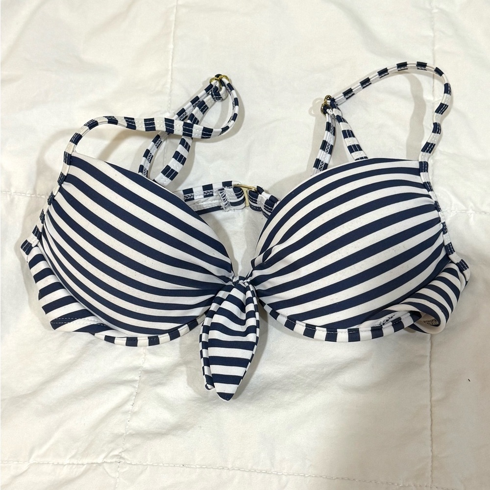 Xhilaration Blue and White Striped padded Swim Top